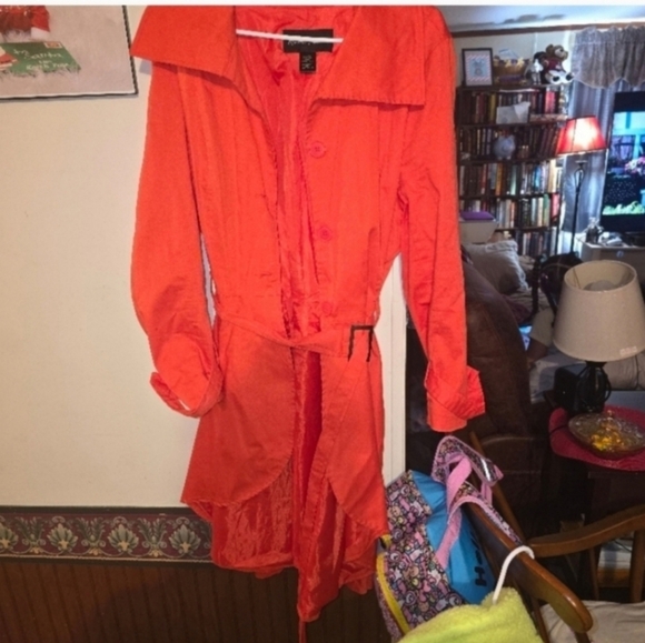 Like new Ashley stewart orange high low belted trench coat 22/24 - Picture 1 of 4
